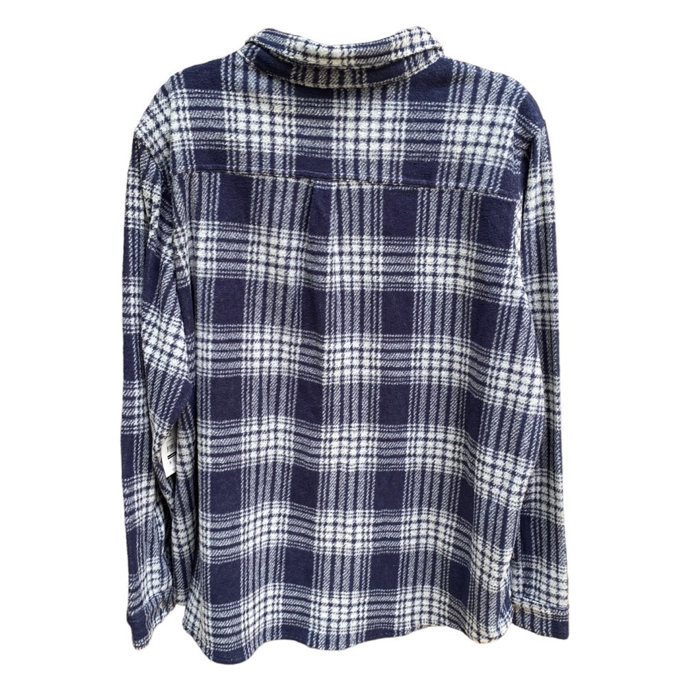 Time and Tru Women's Plaid Button Down Shirt Size XXXL NWT Dark Navy Plaid - Picture 3 of 12